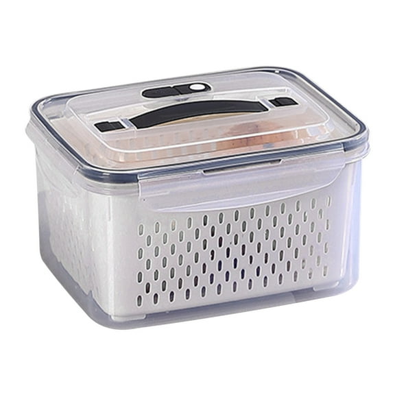 Leakproof Food Storage Containers with Removable Colander | Dishwasher & Microwave Safe Produce Keepers | Extend Freshness for Fruits, Vegetables, Berries & Meat | 1-Piece Set