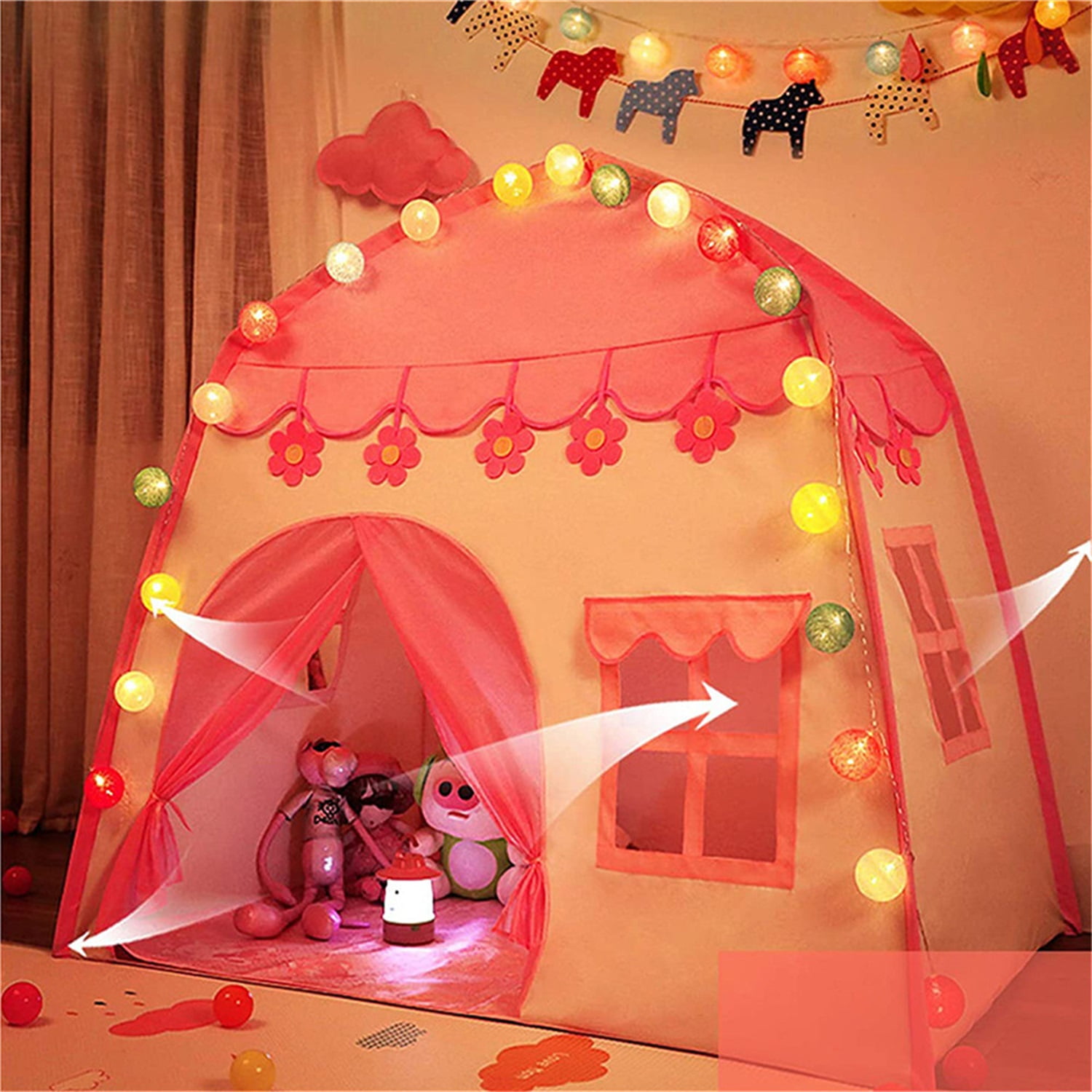 CIPACHO 51" Kids Play Tents for Girls Large Fairy Playhouse for Kids Princess Castle Tent Gift Toys for Girl Toddler Children Play House Without Lights, Pink CIPACHO 51" Kids Play Tents for Girls Large Fairy Playhouse for Kids Princess Castle Tent Gift Toys for Girl Toddler Children Play House Without Lights, Pink