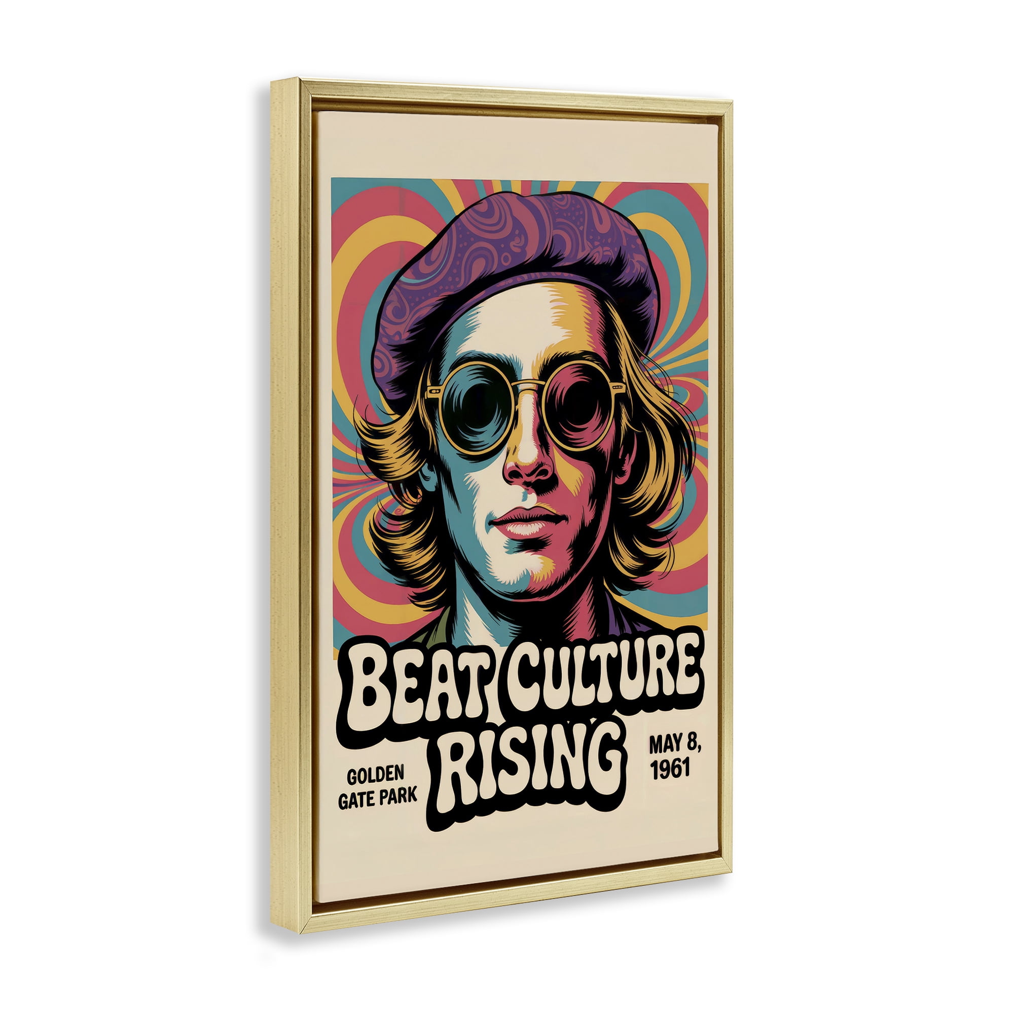 Stupell Industries Beat Culture Rising Poster Gold Framed Floater Canvas Wall Art, design by Andreas Magnusson