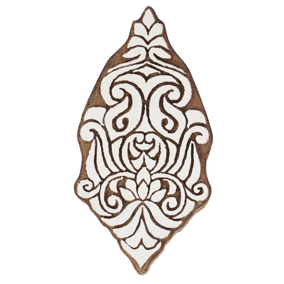 IBA Indianbeautifulart Textile Printing Block Asian Floral Motif Hand Carved Wooden Stamp Wood Block Printing Textile Stamps For Fabric/ Pottery Blocks-4 Inch