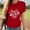 C Short Sleeve Red, variant on Ichuanyi Womens Shirts , Women Short Sleeves O-neck Heart-shaped Print Casual Tops Blouse T-shirt