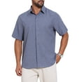 thumbnail image 5 of INSPIRE CHIC Men's Solid Summer Short Sleeve Button Down Linen Shirt L Denim Blue, 5 of 6