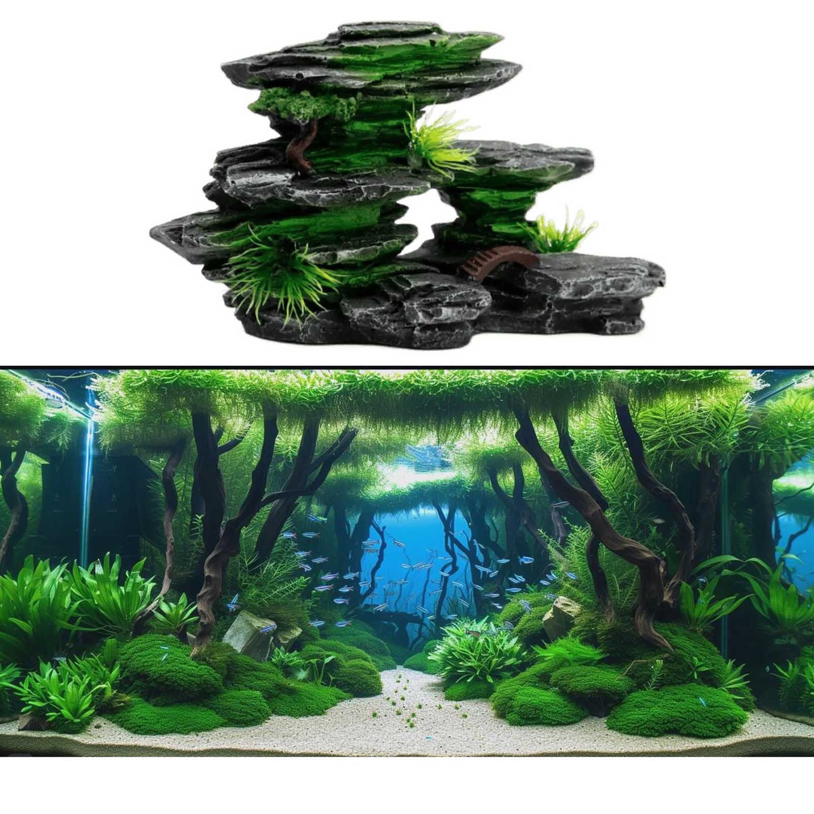 Fish Tank Aquarium Ornaments Rockery Decor,Mountain View Aquarium Ornament, Large Fish Tank Decorations
