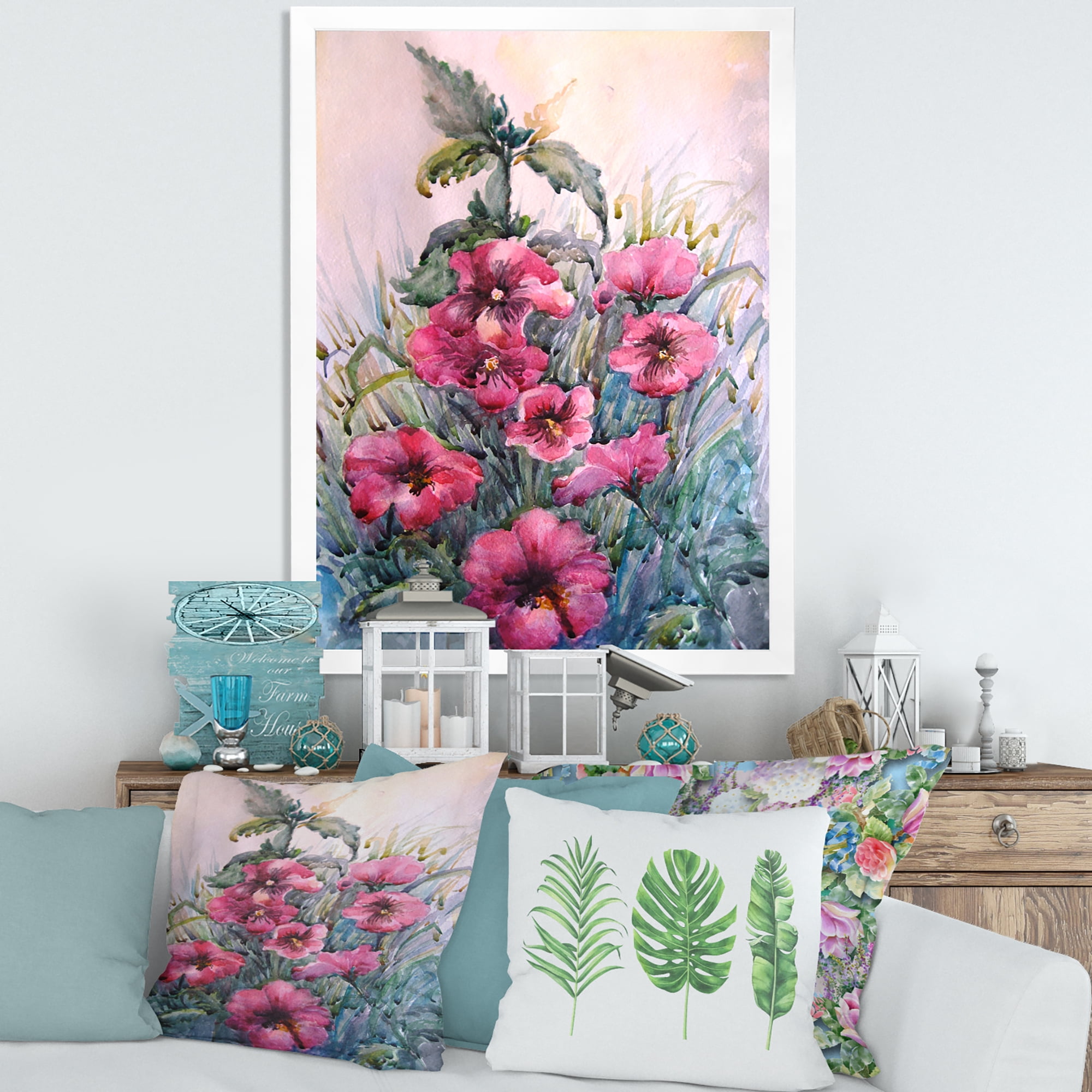 Designart 'Blossoming Hibiscus Flowers In The Wild' Traditional Framed Art Print