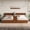 Walnut, variant on Double Twin Platform Bed with Adjustable Storage Desk and Headboard, Wood Twin Beds for 2, Flexible Shelf Design, Wood Slats and No Box Spring Needed, White