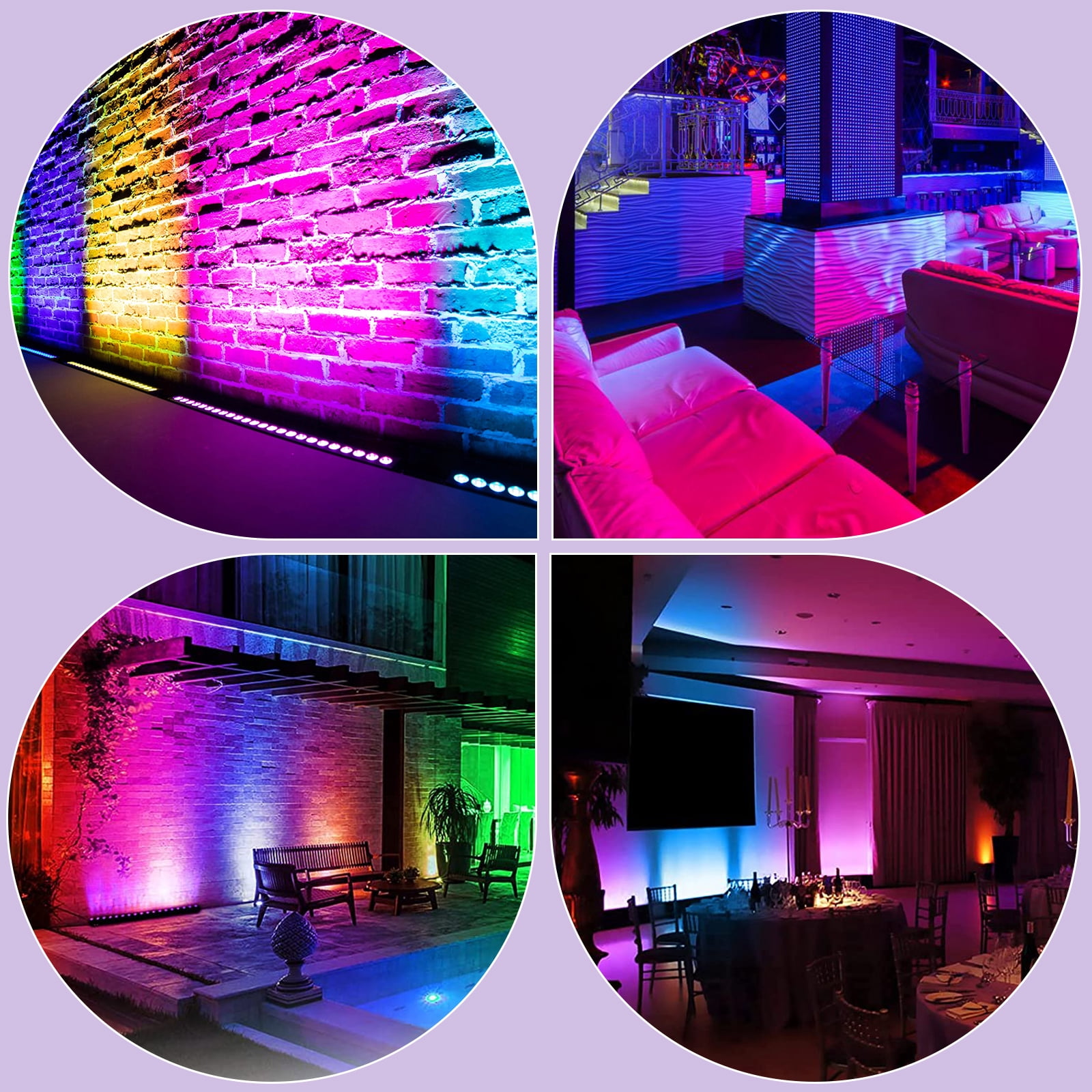 JAJALUYA 2-Pack Rectangular RGB 24 LED Wall Washer Light Bar with Remote for Stage Party