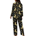 thumbnail image 2 of Renewold Moon Stars Pajama Pants Set Multi-Season Comfort Sleepwear Women 2 Pieces Scoop Neck Home Life Pjs Loose Fitting Warmth Button Down Night Wear Size 4XL, 2 of 6