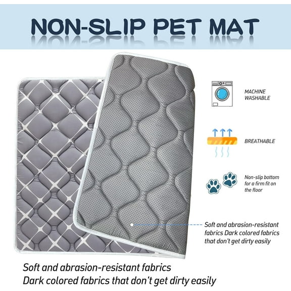 Dog Crate Mat - Ultra Soft, Washable & Anti-Slip Kennel Pad for Small/Medium/Large Dogs, Dark-Hued to Hide Stains (42"x28")