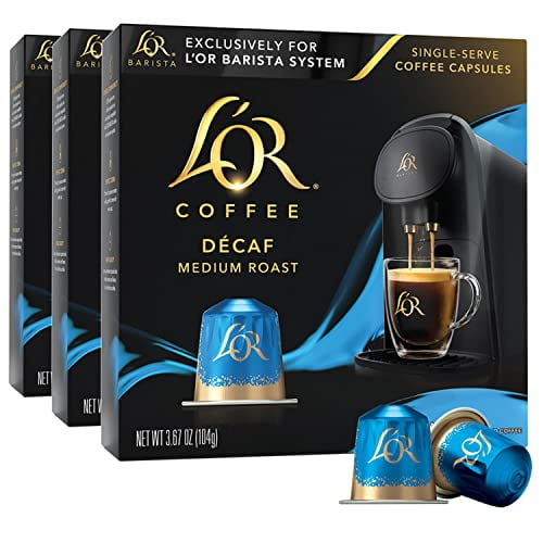 L'OR Coffee Pods, 30 Capsules DECAF Medium Roast, Single Cup Aluminum Coffee Capsules