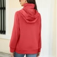 thumbnail image 4 of Women's Hoodies Sweatshirts Solid Color Long Sleeve Turtleneck Kangaroo Pocket Hooded Tops Casual Loose Fall Pullover, 4 of 7