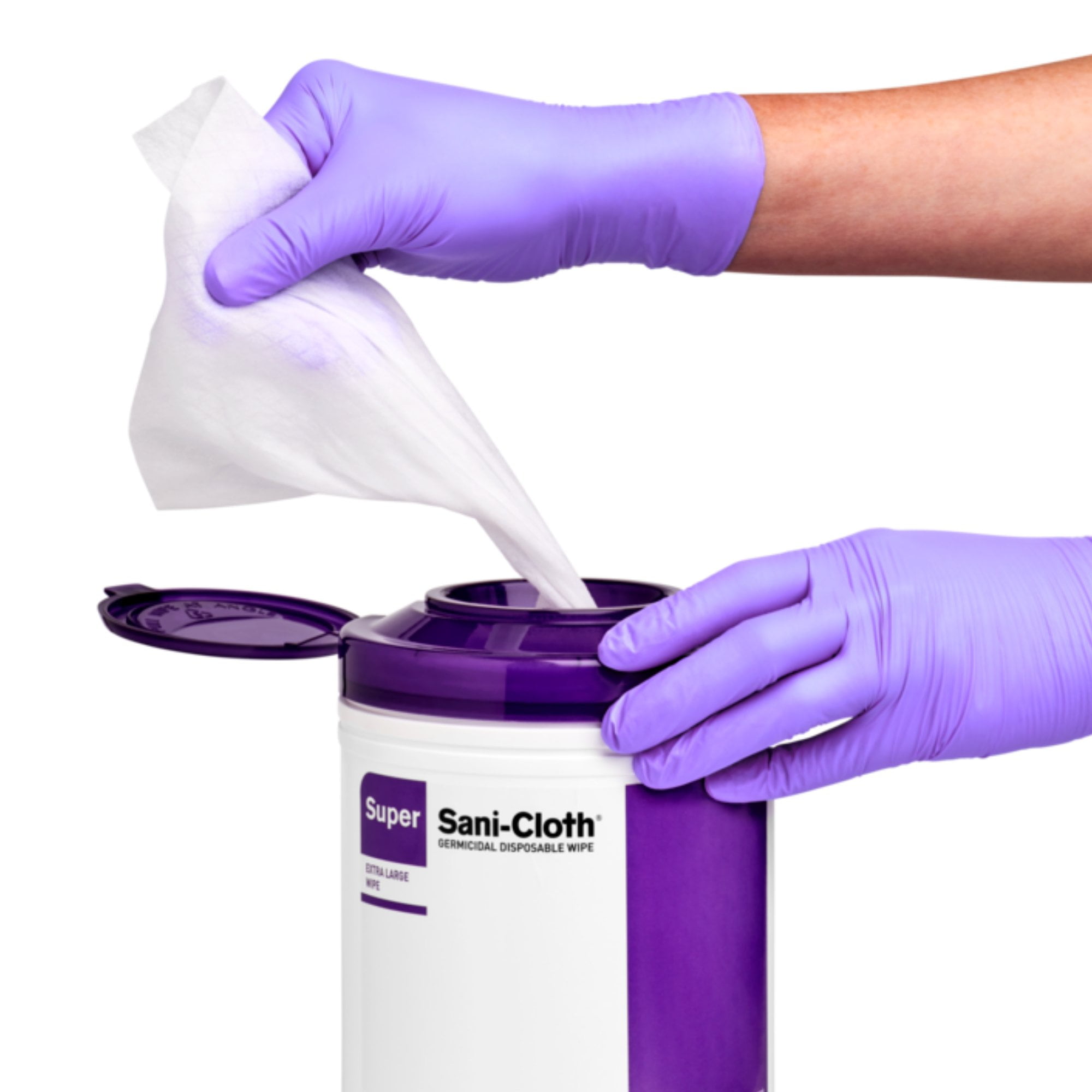 Super Sani-Cloth Surface Disinfectant Cleansing Wipes, Canister, 7.5 x 15 in, 75 Wipes, 6 Packs, 450 Total