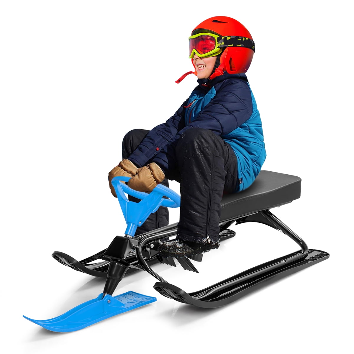 Snow Sledge with Steering wheel Kids Steerable Multi Use Sledge blue/red winter 