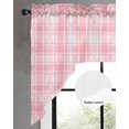thumbnail image 2 of Pink Plaid Swag Valances for Windows, Small Curtains Drapes, Modern Art Checkered Farmhouse Kitchen Window Curtains Over Sink Rod Pocket Window Treatment Valance for Bedroom/Bathroom 56"x36", 2 of 5