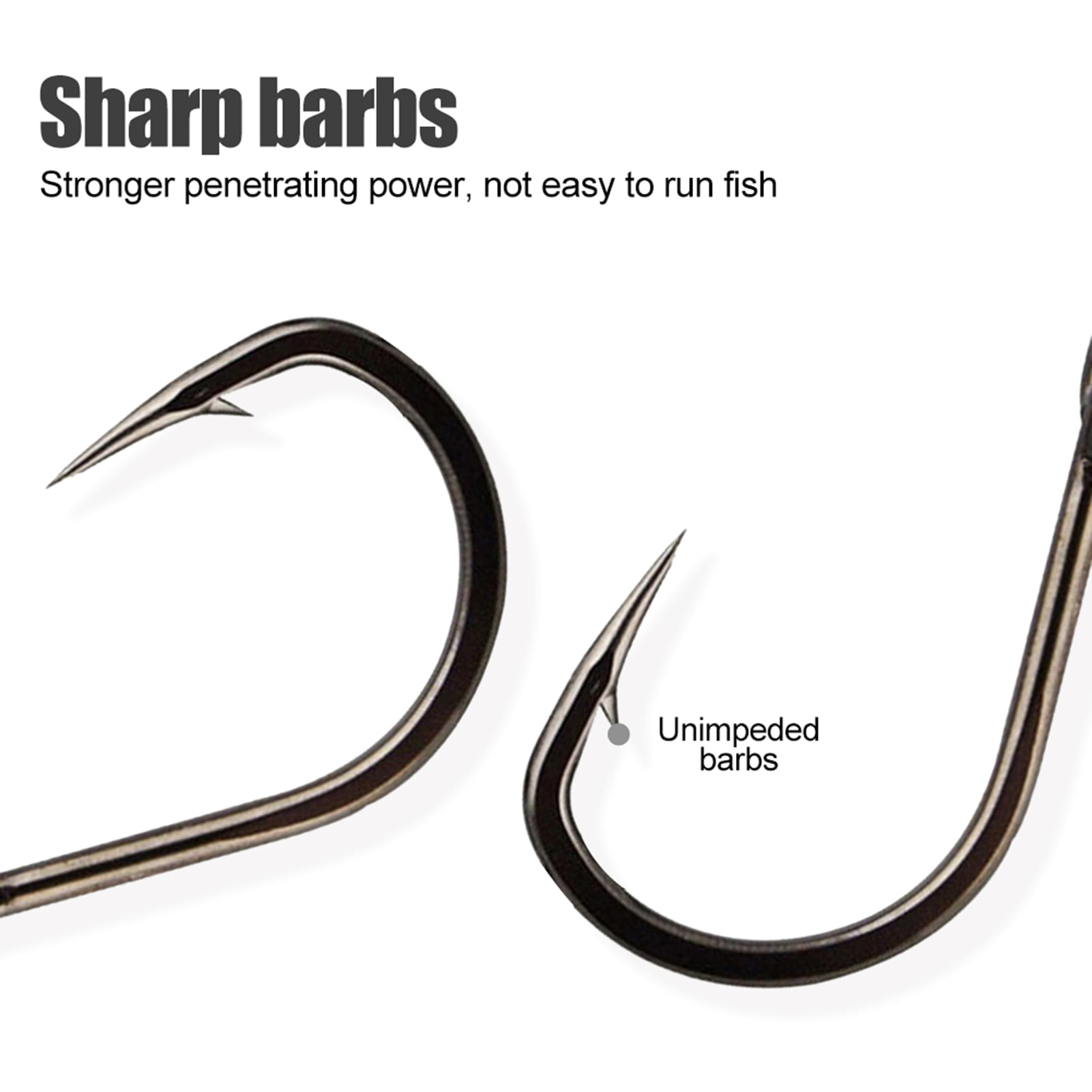 10 Sizes 615 Black Ise Hook High Carbon Steel Barbed Fishing Hooks