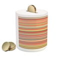 thumbnail image 2 of Abstract Piggy Bank, Vivid Horizontal Colorful Striped Lines Background Rainbow Bars Display, Ceramic Coin Bank Money Box for Cash Saving, 3.6" X 3.2", Multicolor, by Ambesonne, 2 of 4
