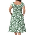 thumbnail image 4 of DARING DIVA Plus Size Square Neck and Flutter Sleeves Dress 2X Green, 4 of 6