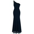 thumbnail image 5 of Angel-fashions Dark Blue Mother of The Bride Gown Women's Elegant One Shoulder Beading Decor Pleated Waist Split Long Party Dress 411DB XX-Large, 5 of 7