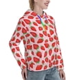 thumbnail image 6 of Lsque Strawberries Pattern Casual Women's Hoodie,Hooded Sweatshirt with Kangaroo Pocket,Pullover Hoodie with Eye-catching Drawstrings-Large, 6 of 7