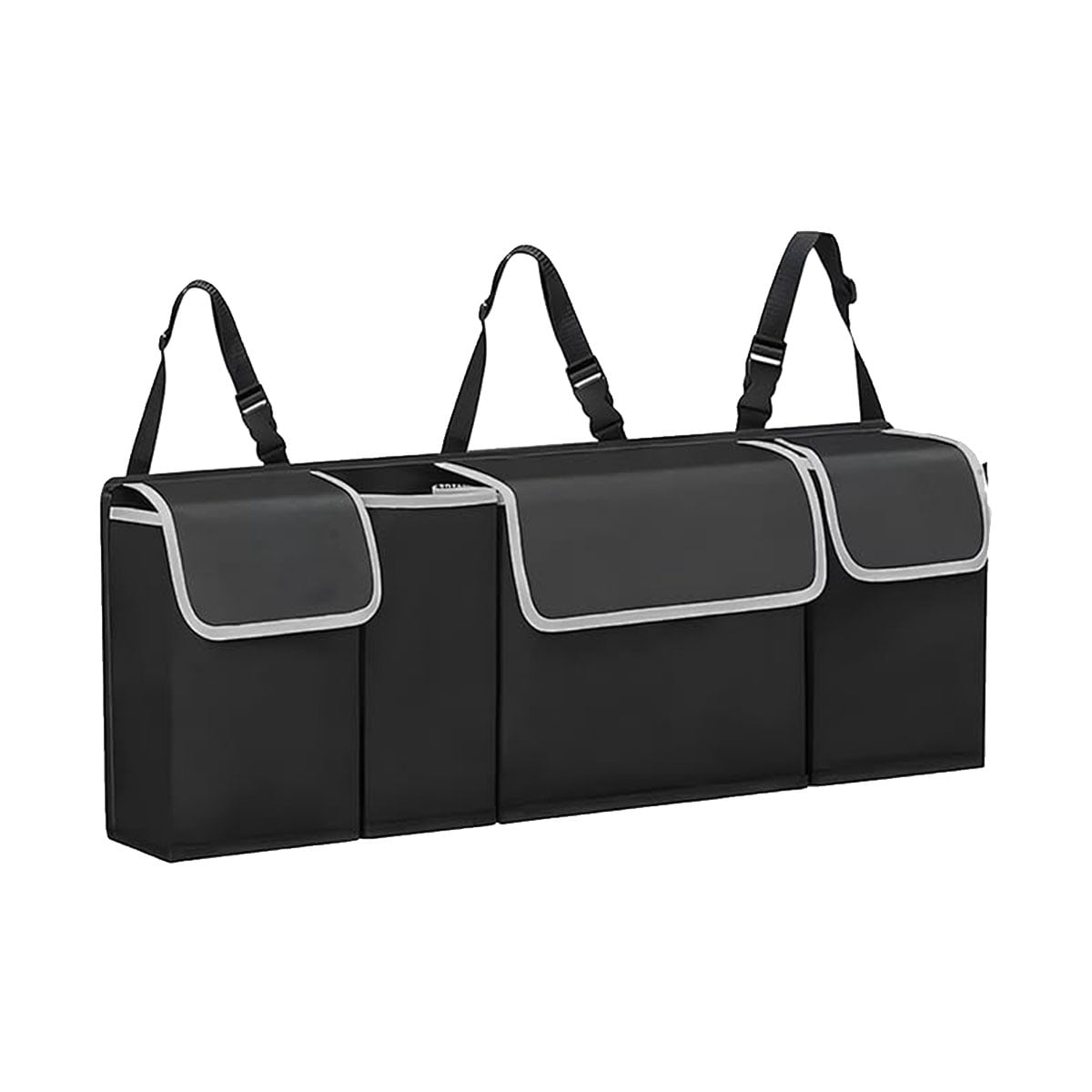 Backseat Hanging Car Trunk Organizer Waterproof Collapsible Cargo Bag with 4 Pockets & Adjustable Straps Space Saver for SUV Truck MPV