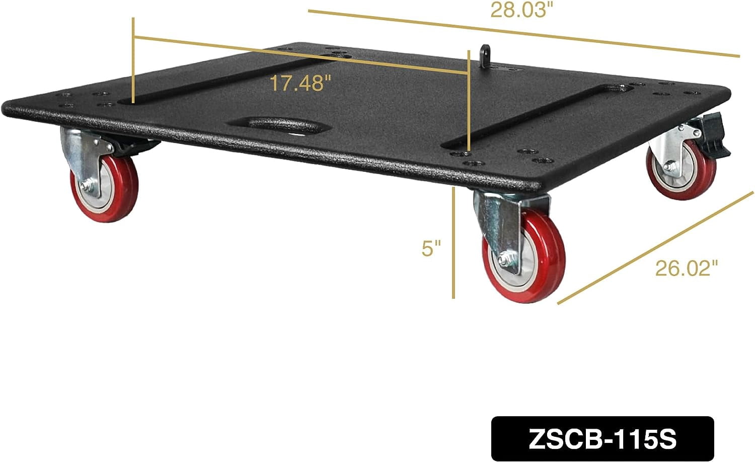 Sound Town Sturdy Plywood Caster Board for Safe and Easy Transport of ZETHUS-115S/115SPW Subwoofer and Furniture, with 4-inch Wheels and Brakes (ZSCB-115S)