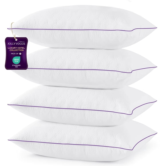 Juego estándar de 4 almohadas JollyVogue con relleno alternativo de plumón