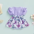 thumbnail image 3 of WIBACKER Newborn Baby Girls Summer Clothes Infant Short Sleeve Butterfly Print Romper Dress Headband Outfits, 3 of 7