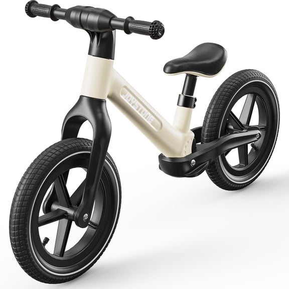 JoyStone 14 Inch Balance Bike for Kids, Toddler Balance Bike with Air Rubber Tires, Adjustable Seat, Lightweight No Pedal Training Bicycle, Gift Bike for 2-6 Boys Girls, White