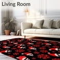 thumbnail image 2 of ODIKA 4'x6' Machine Washable Non-Slip Area Rug, Festive Skull Santa Hat Winter Holiday Bathroom High Traffic Rug with Pad, Black, 735380, 2 of 8
