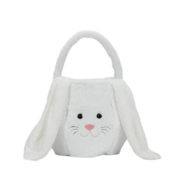 Matoen12 Gifts Under 25 dollars Happy Easter Plush Bunny Long Ears Bags Easter Basket Rabbit Buckets Easter Tote Bags Children Gift Storage Handbag