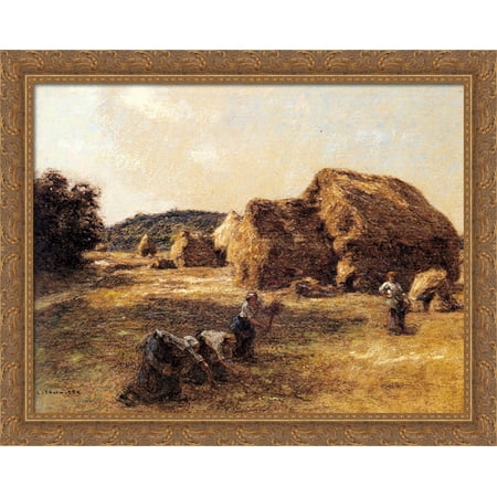 Les Glaneuses 34x28 Large Gold Ornate Wood Framed Canvas Art by Leon Augustin L'Hermitte