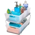 thumbnail image 3 of 2 Tier Bath Organizer, Undersink Storage with Sliding Drawers,Cleaning Supplies, Pantry, Sponges, Bottles & Kitchen Essentials, Adjustable Dividers & Pull Out Sliding Baskets, (Pack of 2), 3 of 10