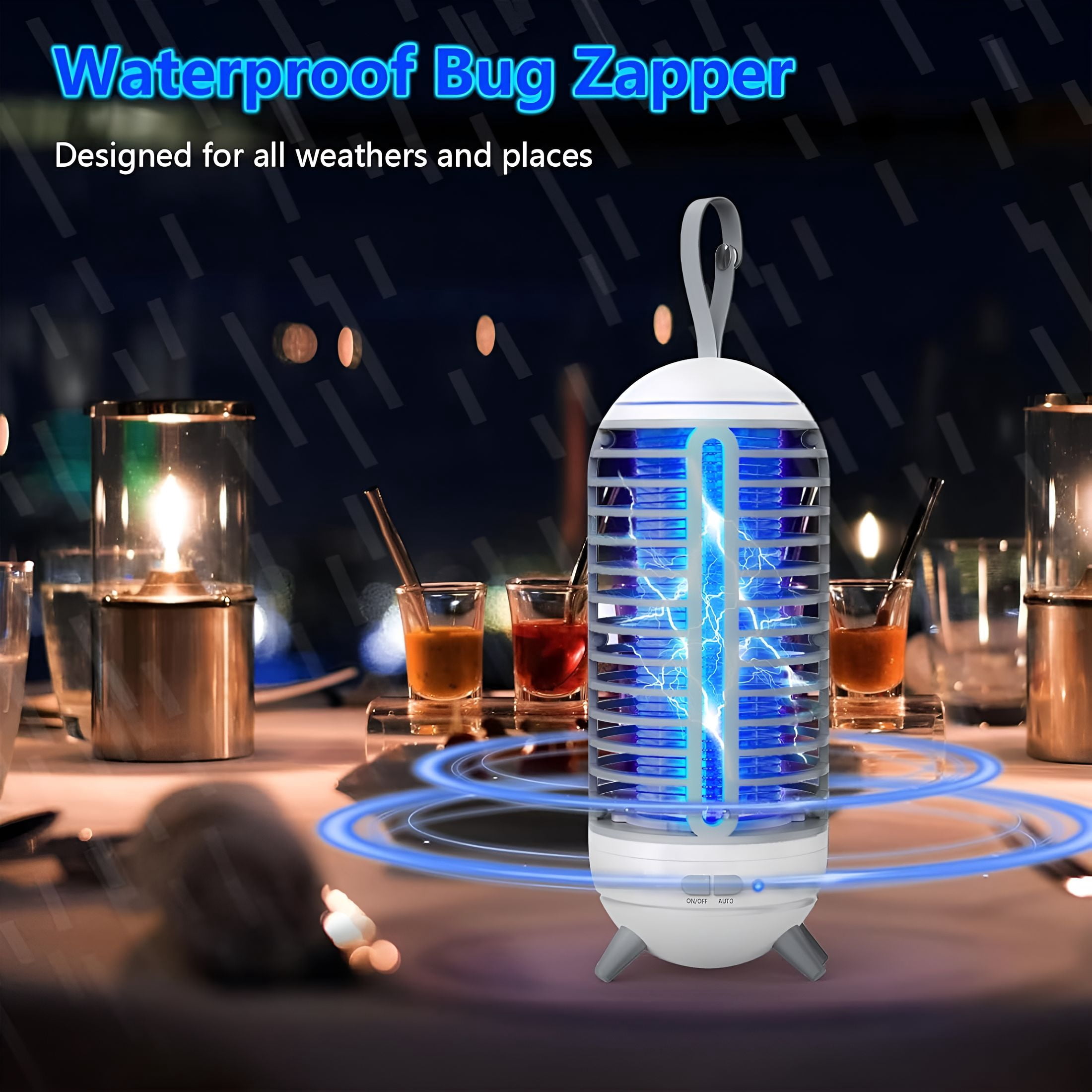 GJX Bug Zapper Outdoor Rechargeable 2 in 1 Wireless Mosquito Killer Lamp 2500mAh Electric Trap Ideal Bug Zapper Indoor for Patio, Home, Backyard, Yard, Garden, Campsite (White)
