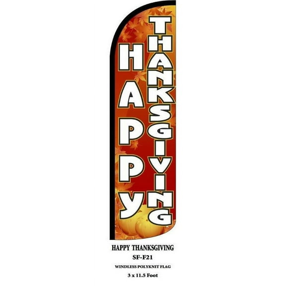F21-Happy Thanksgiving Swooper Flag Feather Banner Sign 3x11.5ft(Flag Only)