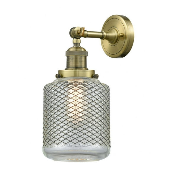 203-AB-G262 Innovations Lighting Stanton - 1 Light Wall Sconce In Industrial Style-14 Inches Tall and 6 Inches Wide-Antique Brass Finish-Clear Wire