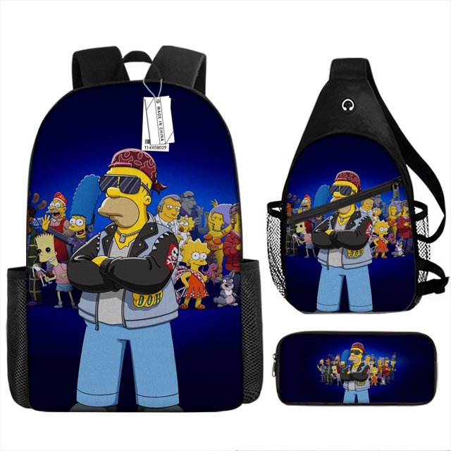 The Simpsons Children'S Backpack Primary And Secondary School Students Printed Schoolbag 27 -WEVALLEY