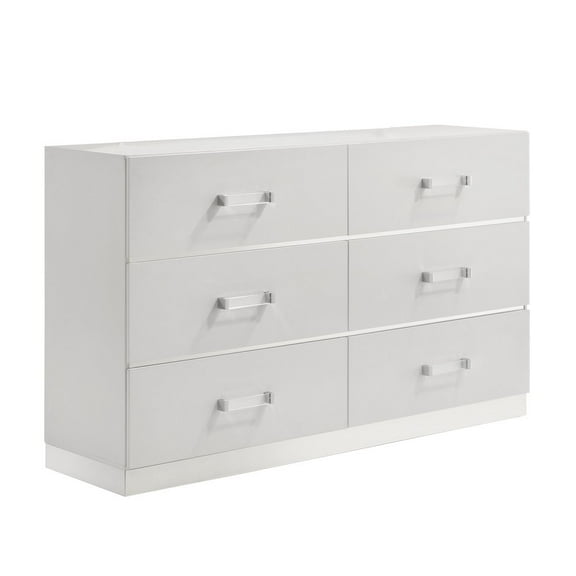 New Classic Furniture Europa Wood 6-Drawer Dresser, White