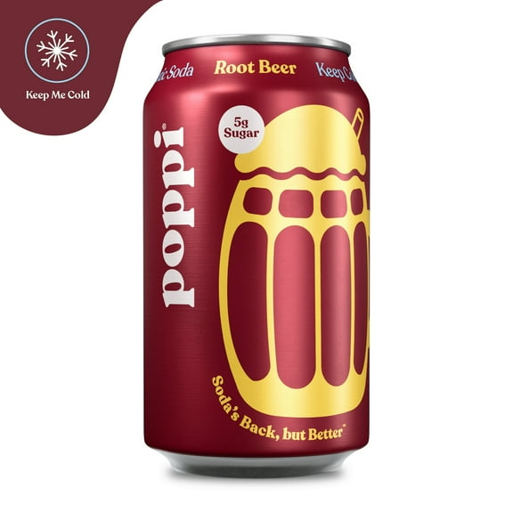 poppi Root Beer Prebiotic Soda Cold, 12 fl oz Can, Single Can