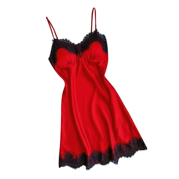 Vestidos Ropa Femenina Para Dormir Vestido De Noche Rojo De Dormir
