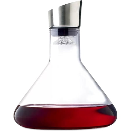 1500ml Crystal Wine Decanter with Built-in Aerator & Dispenser, Hand-Held Crystal Glass Carafe, Elegant Pouring Design for Home Bar, Dinner Parties & Events(XX)