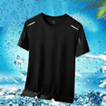 thumbnail image 4 of Havenx Summer Cooling Ice Silk T-Shirts for Men Short Sleeve Crewneck Shirt Rapid Dry Moisture-Wicking T-Shirts Lightweight Comfortable Sports Fitness Workout Tees,Black XL, 4 of 5