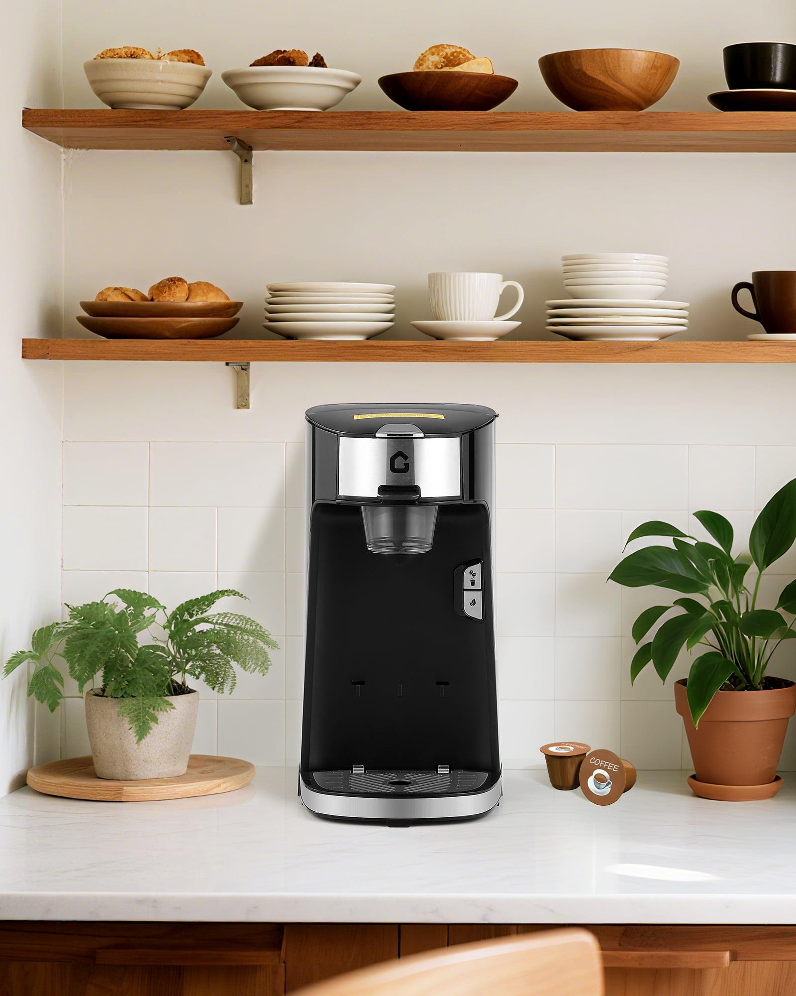 Small Single Serve Coffee Maker with 18.6 Oz Water Tank for Capsule, Ground & Tea Portable Coffee Maker with Auto Shut Off,Adjustable Tray for Home Office RV Camping,