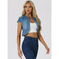 thumbnail image 2 of DARING DIVA Women's Crop Denim Cardigan Cap Sleeve Jean Jacket L Blue, 2 of 7