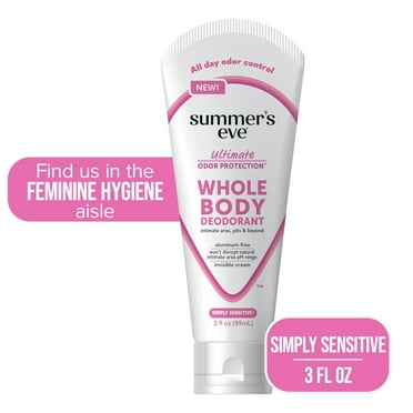 Summer's Eve, Whole Body Deodorant for Women, Ultimate Odor Control, Simply Sensitive, 3 Fl Oz