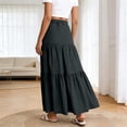 thumbnail image 5 of Arlun Women's Summer Casual Elegant Smock Layered Tiered Maxi Skirts High Waisted a Line Flowy Long Skirts Lightweight Breathable Comfy Boho Beach Long Skirt Dark Gray L, 5 of 6