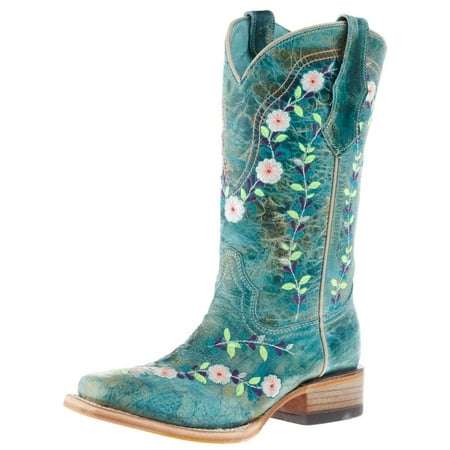 

Corral Boys Kids Flowered Embroidery 10 In Crater Top Boot 6 M Turquoise
