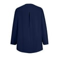thumbnail image 3 of MIUOWANP Plus Size Women's Solid Color V-Neck Zippered Long Sleeve Studded Casual Blouse Size XXL(12)Dark Blue, 3 of 5