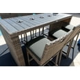 thumbnail image 2 of Sorrento 7-Piece Resin Wicker Outdoor Patio Furniture Bar Set in Gray w/Bar Table and Six Bar Chairs (Flat-Weave Gray Wicker, Sunbrella Canvas Charcoal), 2 of 5