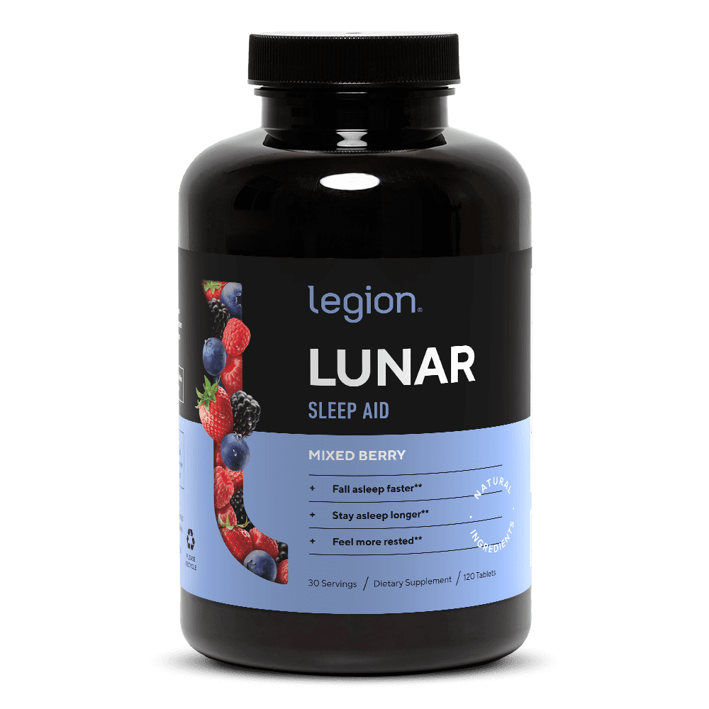 Legion Athletics Lunar Mixed Berry Chewable Sleep Aid Supplement, Melatonin, Glycine, L-Theanine & GABA, 120 Tablets