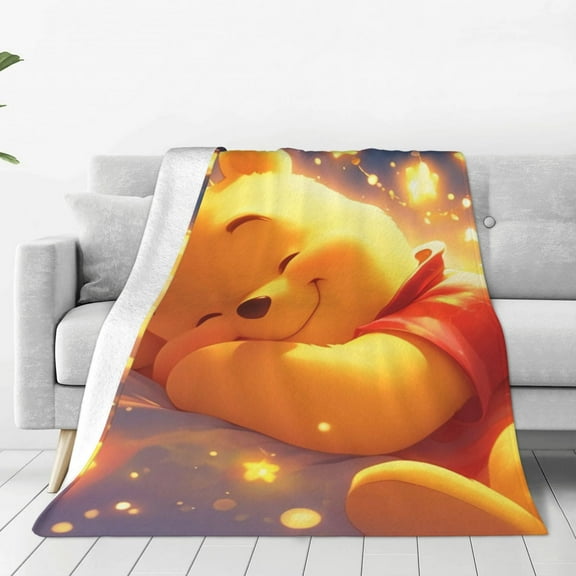 Winnie The Pooh Blanket Cute Character All Season Warm Fuzzy Plush Throw Blankets Soft Flannel Blankets for Couch Chair Bed Travel Home Decor 40"X30"