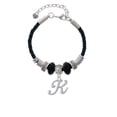 thumbnail image 2 of Delight Jewelry Silvertone Small Gelato Script Initial - K - Daughter Celtic Knot Leather Bead Bracelet, 7"+2" Extender, 2 of 4